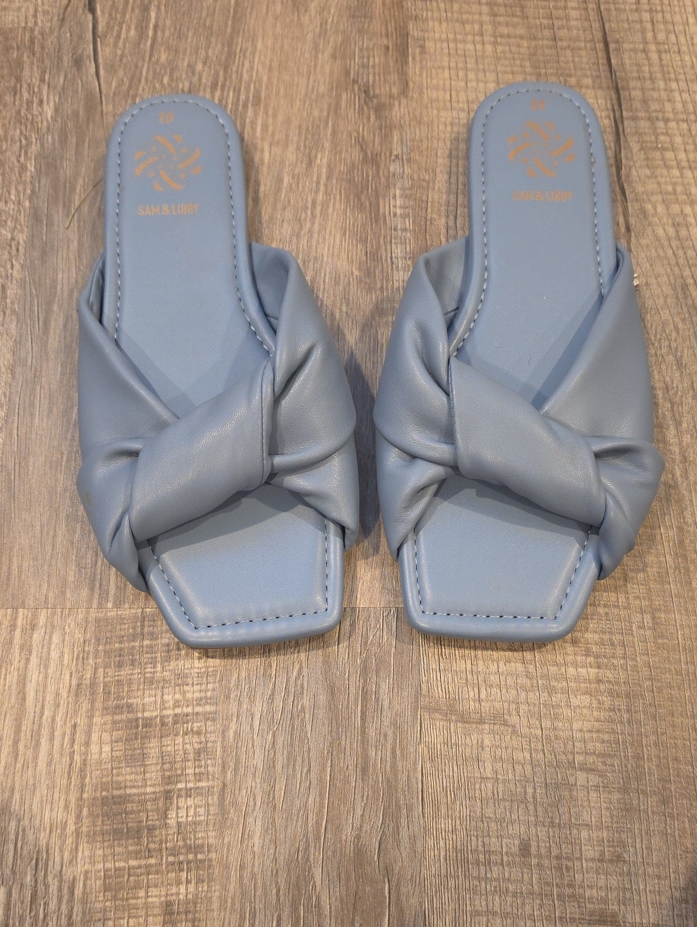 Sam & Libby Dusty Blue Knotted Slide Mules